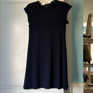 Navy Ruffle Sleeve Dress